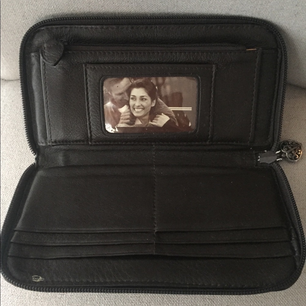 Brighton chocolate brwn croc patent leather wallet